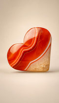 Carnelian and Quartz Heart – Carving – 89g