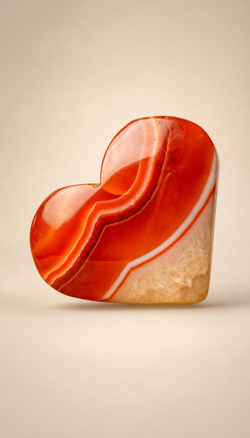 Carnelian and Quartz Heart – Carving – 89g