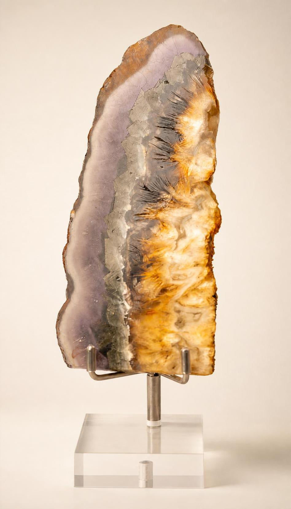 Purple Fluorite, Pyrite, and Quartz – Slab – 287g