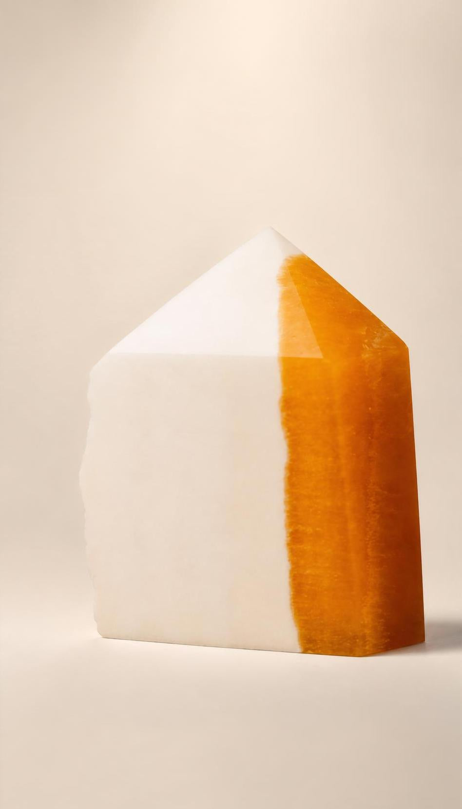 White and Orange Calcite – Raw Specimen – 855g