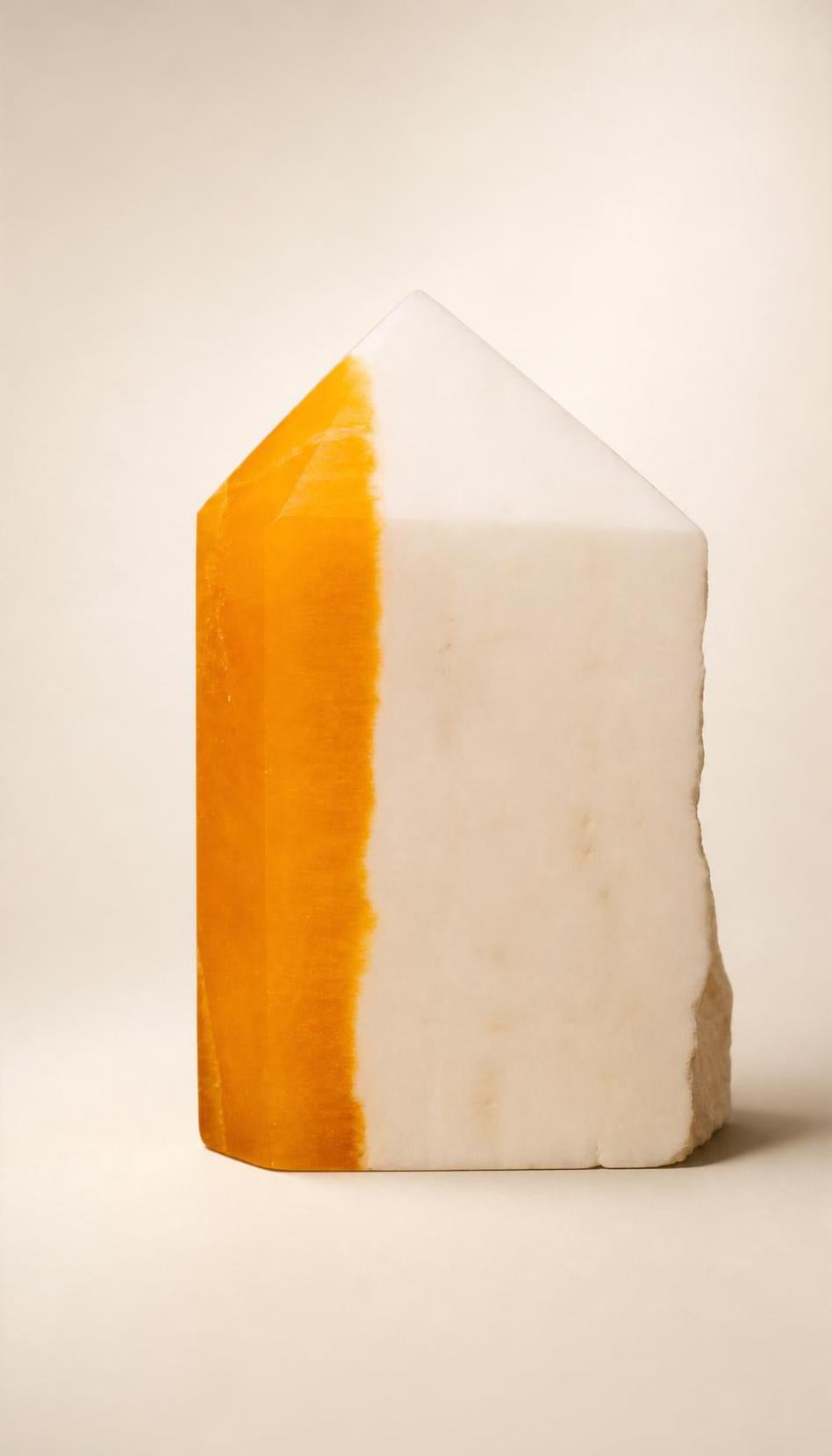 White and Orange Calcite – Raw Specimen – 1290g