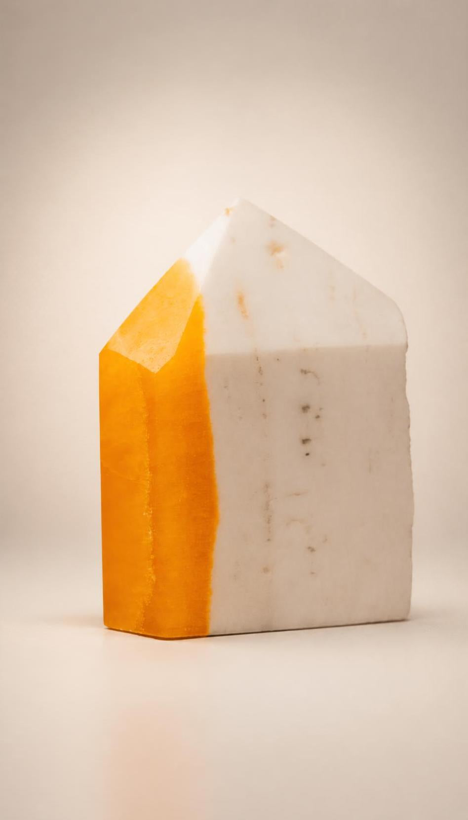 White and Orange Calcite – Raw Specimen – 878g