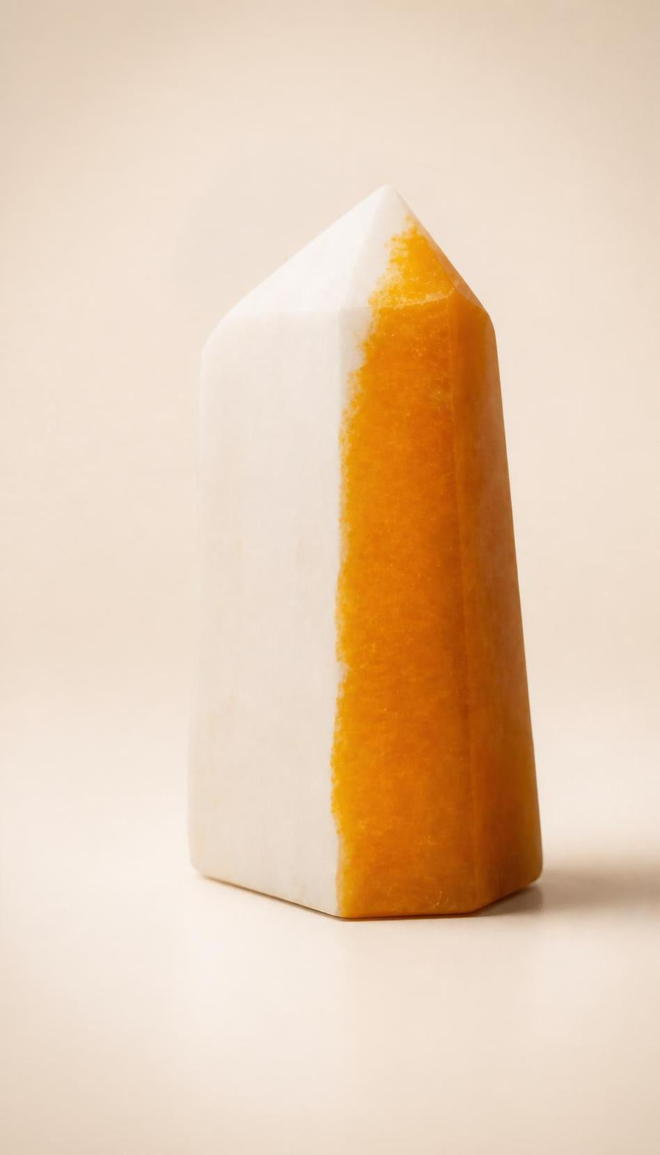 White and Orange Calcite – Raw Specimen – 909g