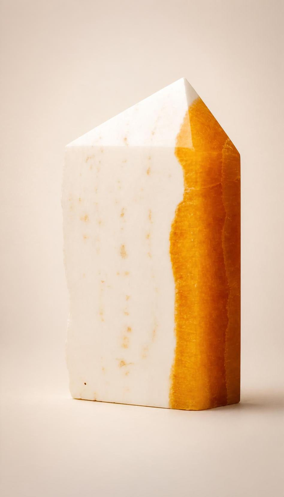 White and Orange Calcite – Raw Specimen – 1250g