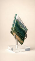 Moss Agate Double Rhombus – Carving – 114g
