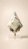 Moss Agate Double Rhombus – Carving – 150g