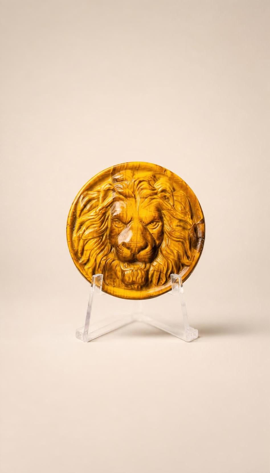 Tiger's Eye Lion Head – Carving – 49g