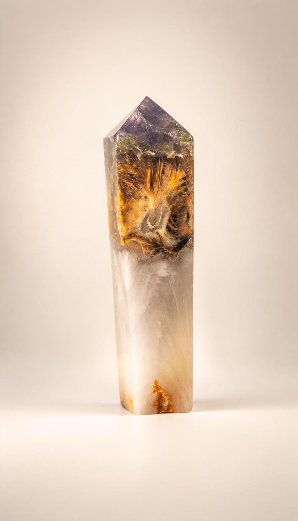 Purple Fluorite Pyrite and Quartz – Tower – 295g