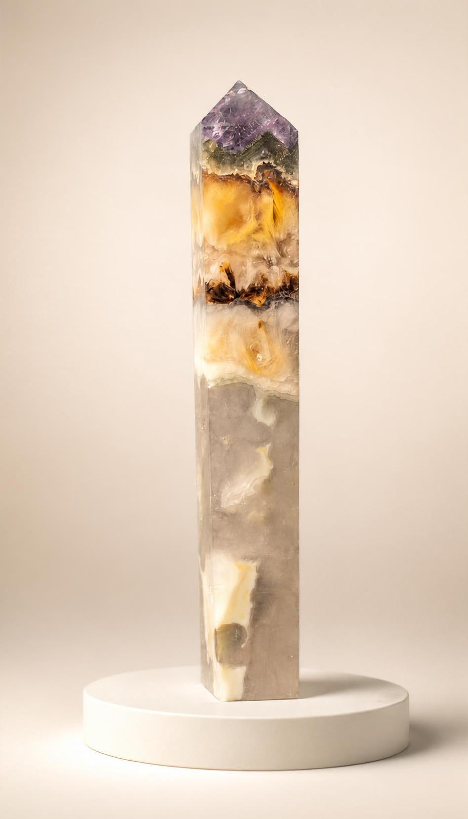 Purple Fluorite Pyrite and Quartz – Tower – 410g
