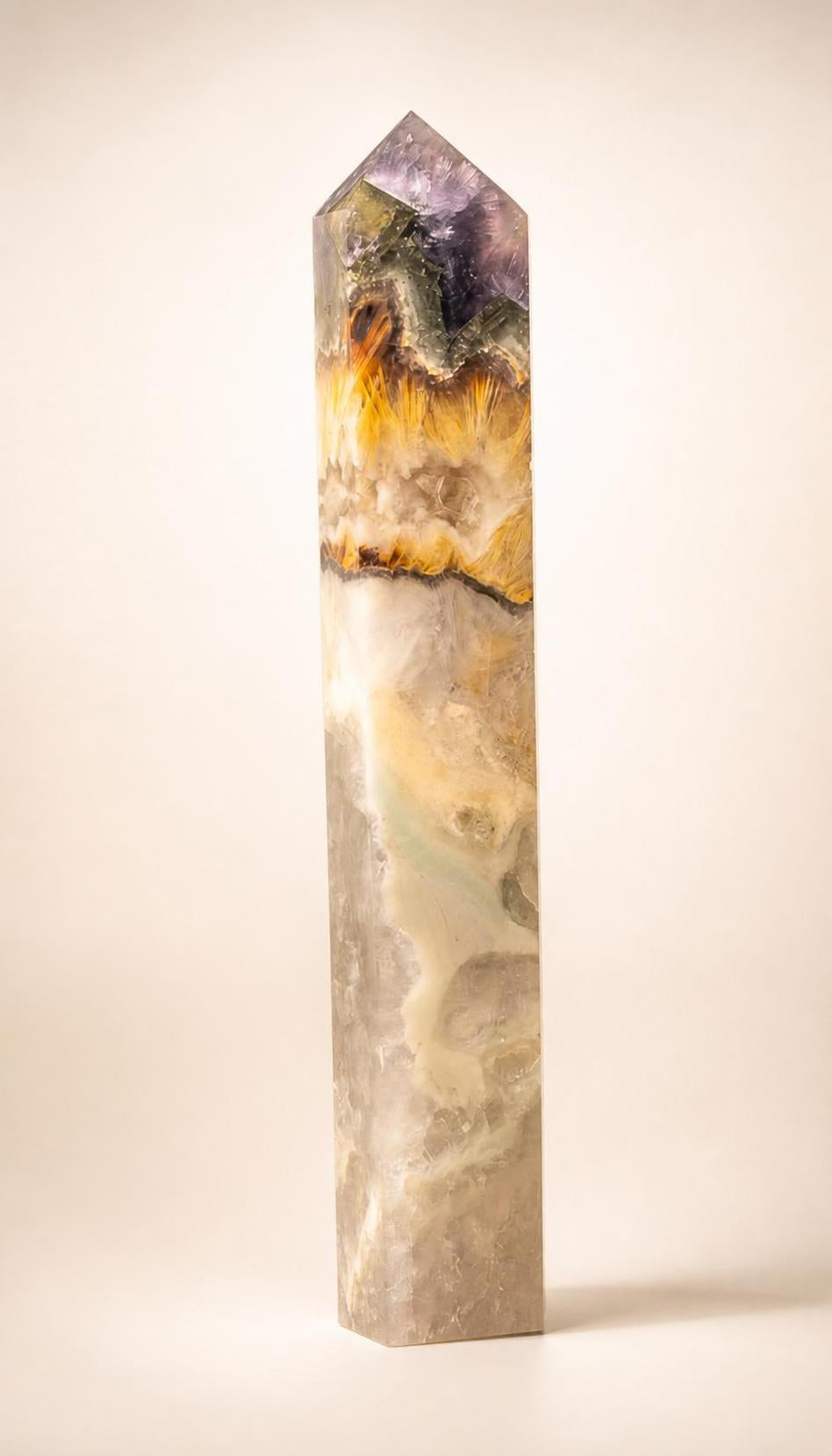 Purple Fluorite Pyrite and Quartz – Tower – 440g
