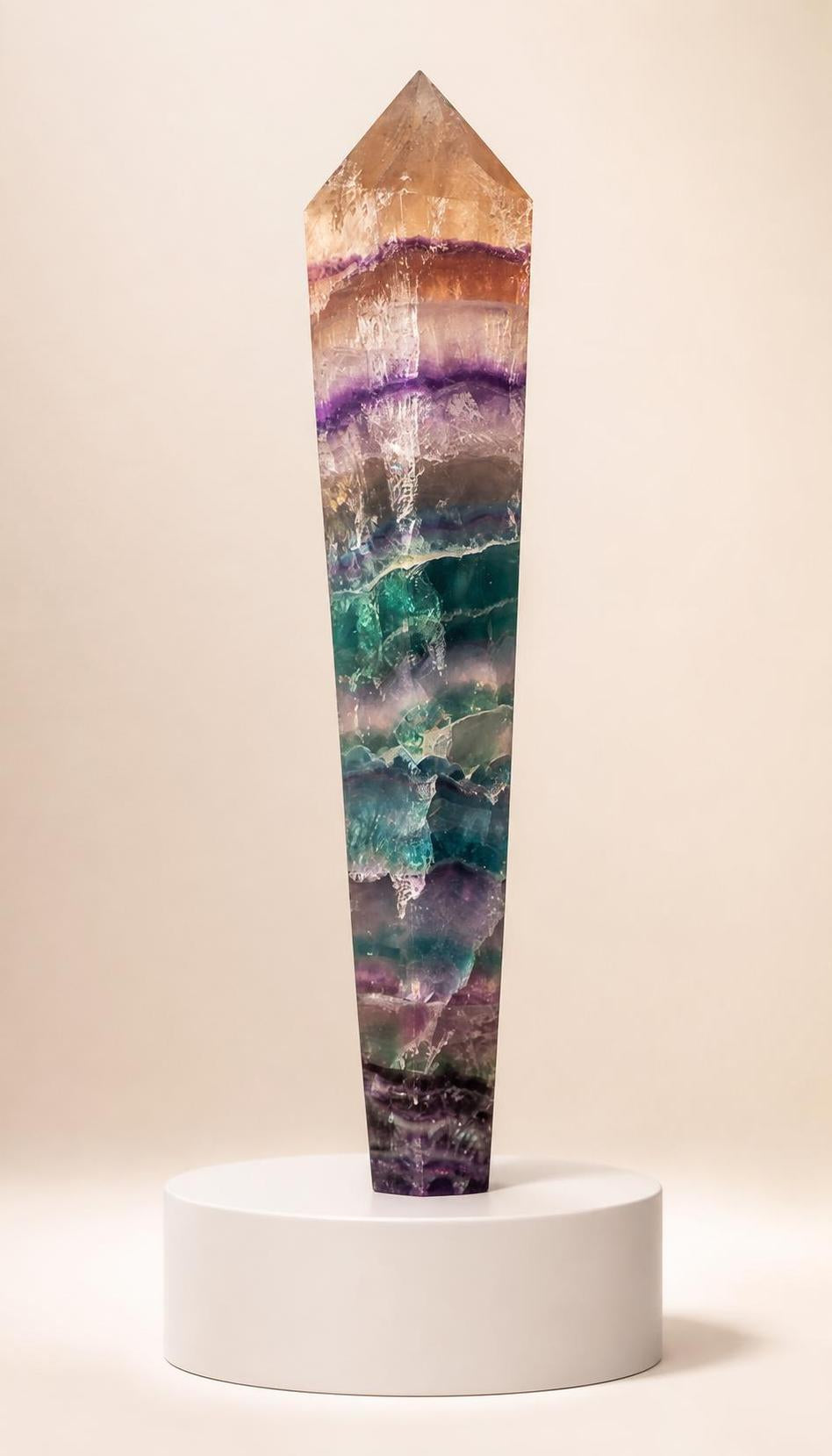 Rainbow Fluorite Scepter – Carving – 377g