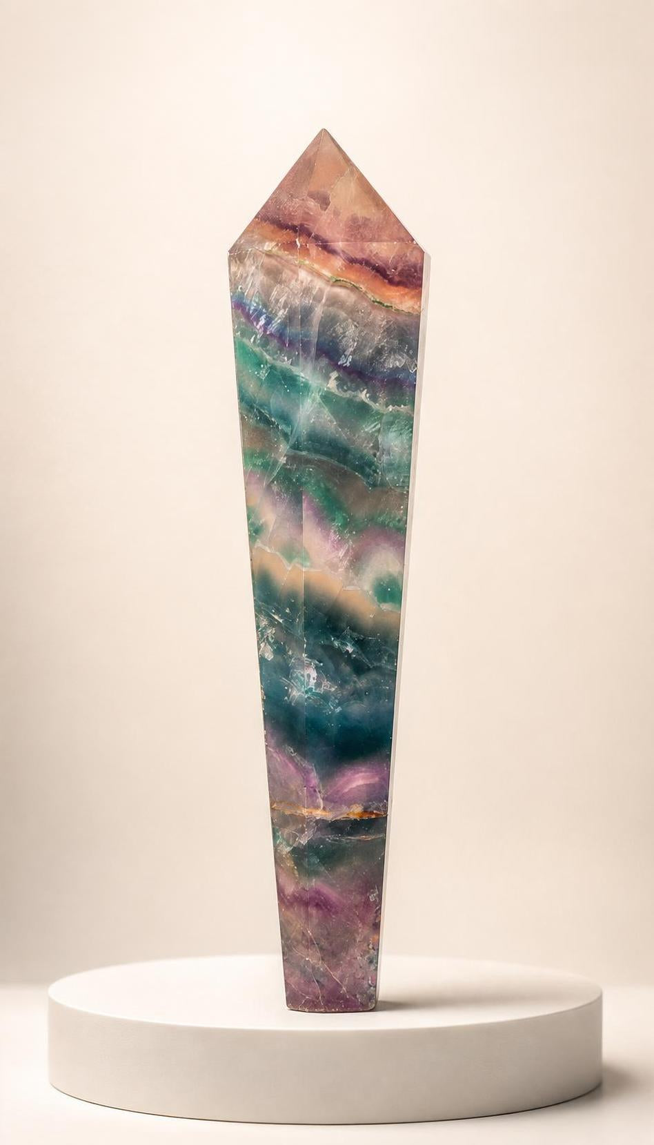 Rainbow Fluorite Scepter – Carving – 280g