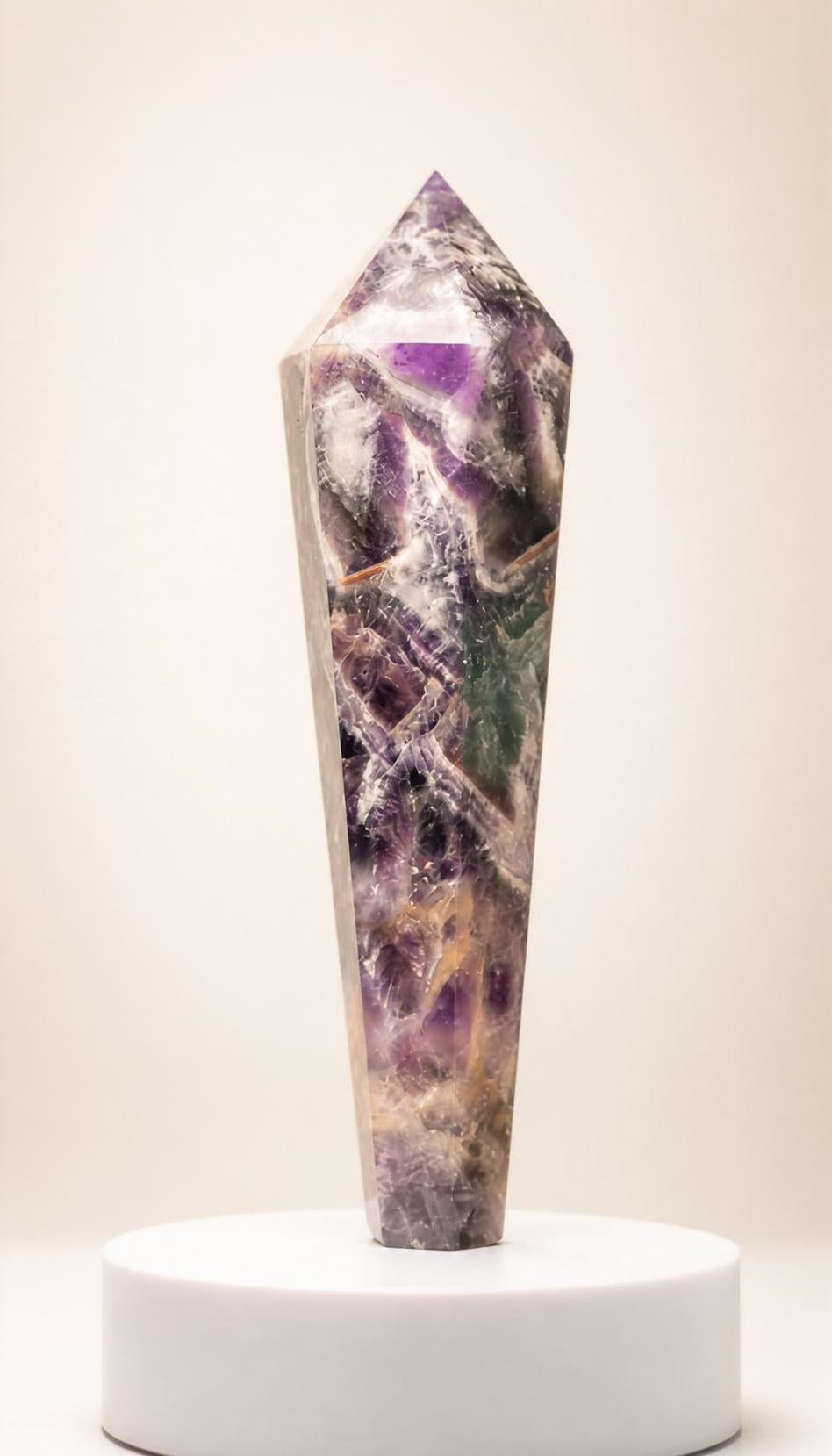 Chevron Amethyst Scepter – Carving – 246g
