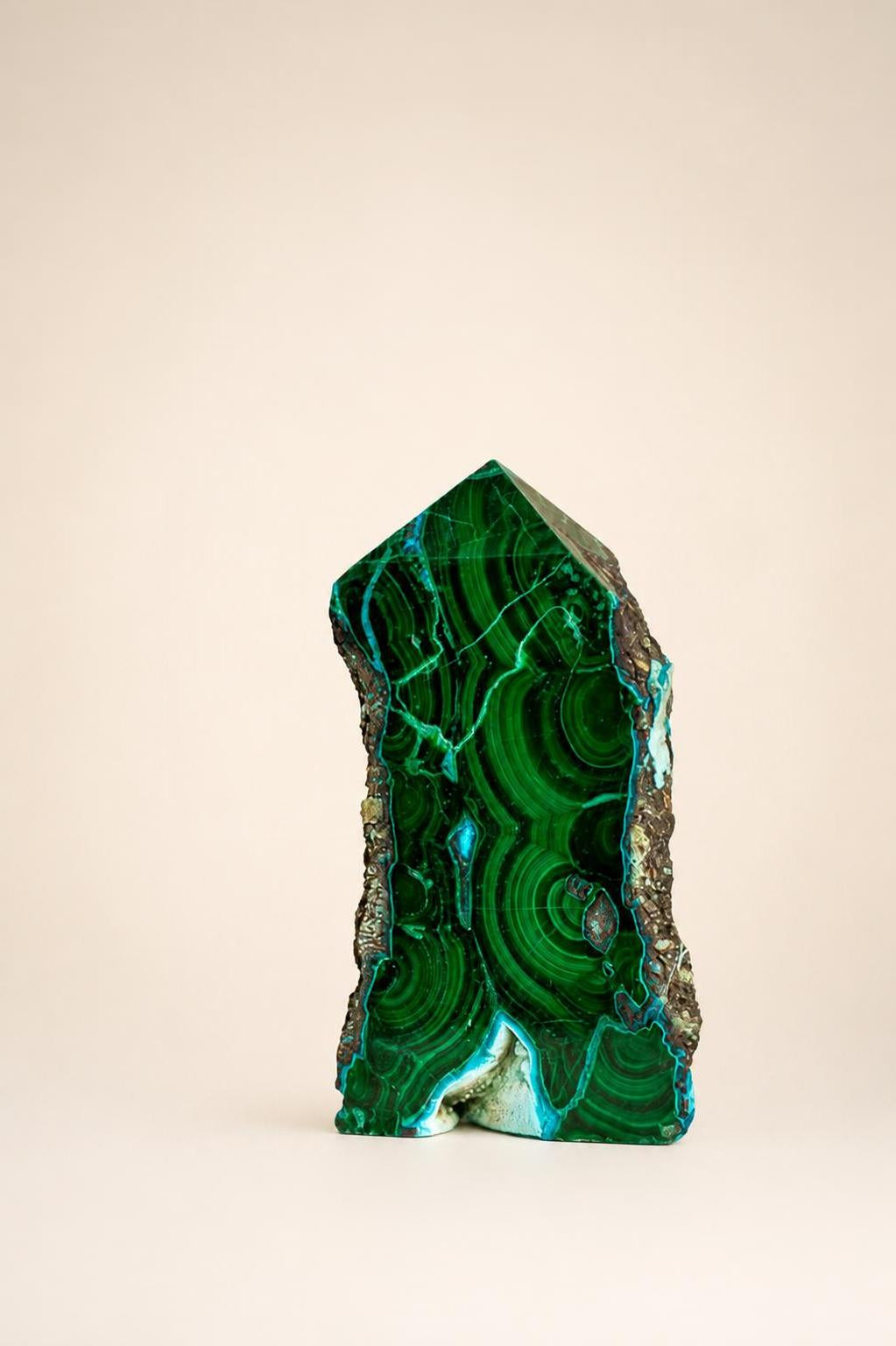 Malachite and Chrysocolla – Raw Sided Point Tower – 103g