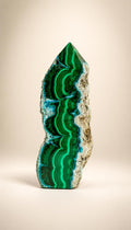 Malachite and Chrysocolla – Raw Sided Point Tower – 70g