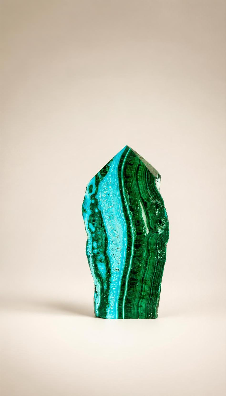 Malachite and Chrysocolla – Raw Sided Point Tower – 66g