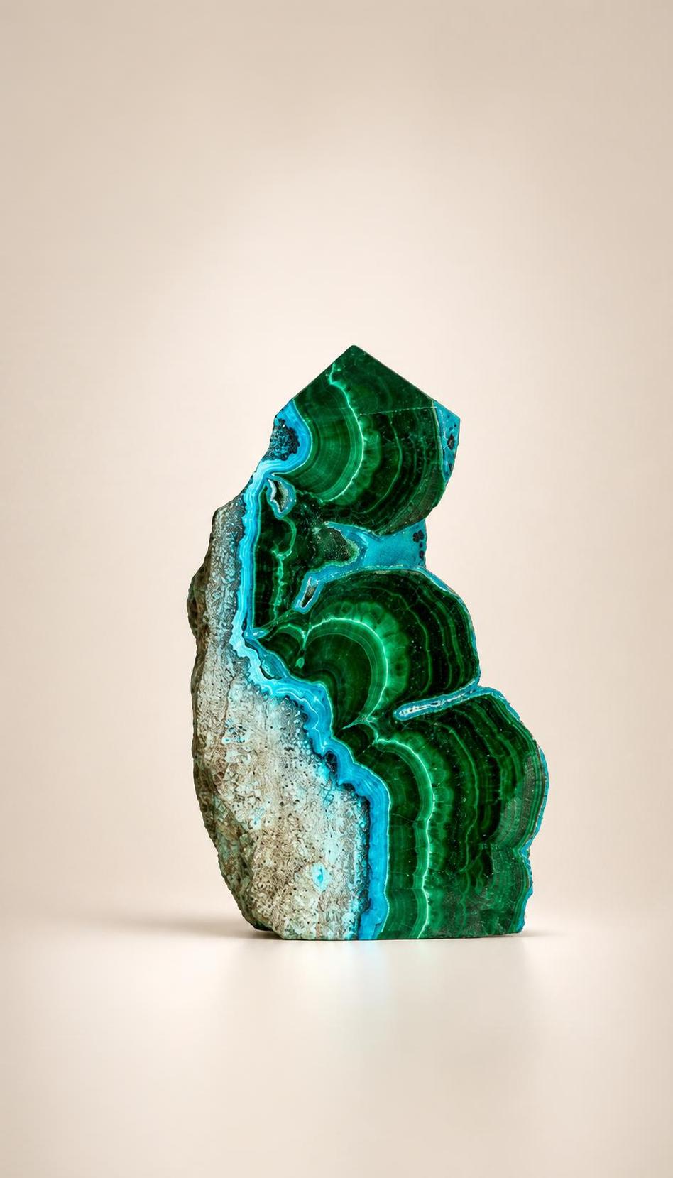 Malachite and Chrysocolla – Raw Sided Point Tower – 75g