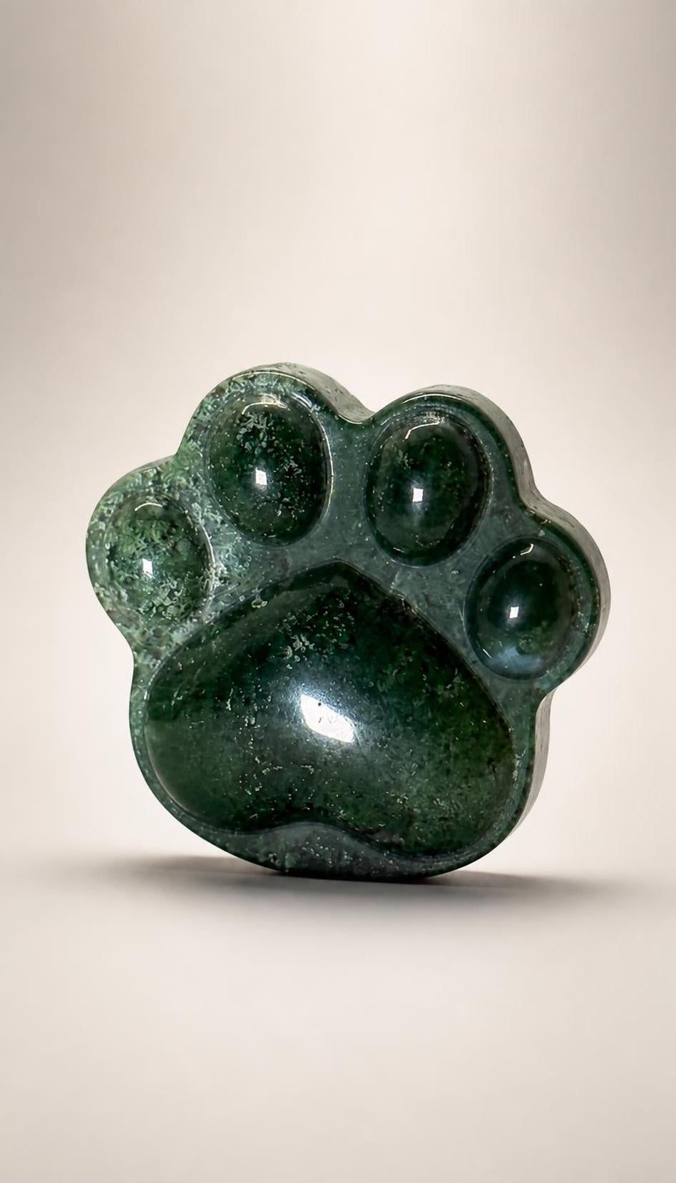 Moss Agate Paw - Carving - 67g