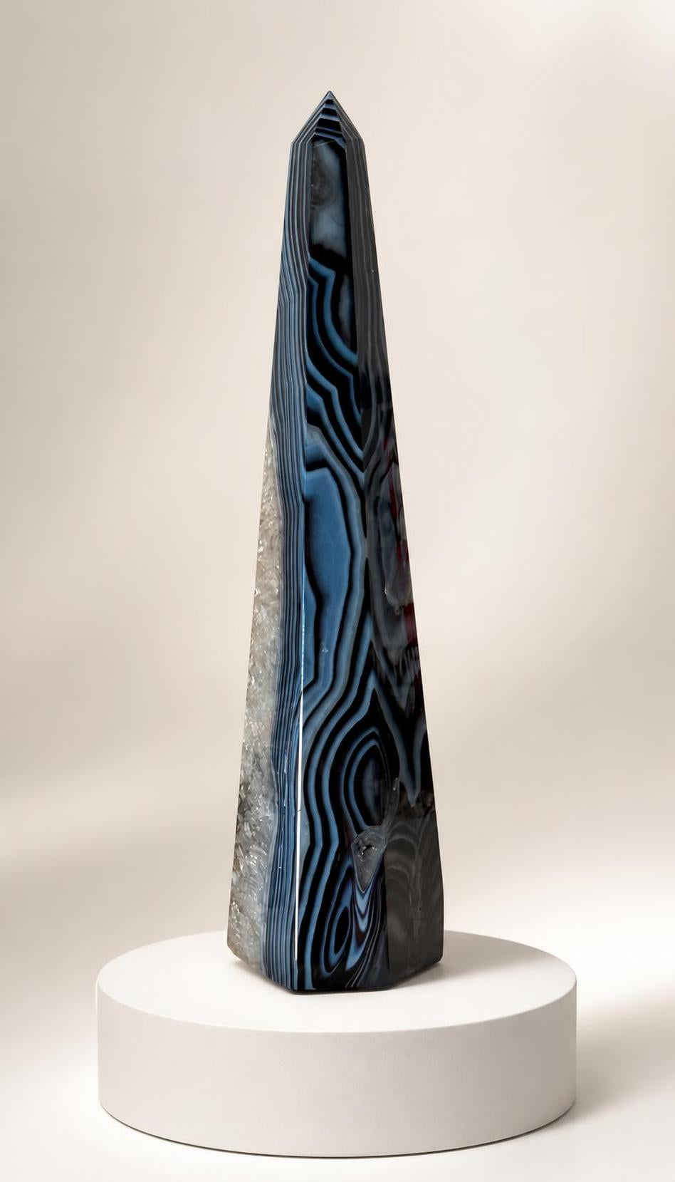 Black Agate Mixed Quartz Obelisk - Obelisk - 245g