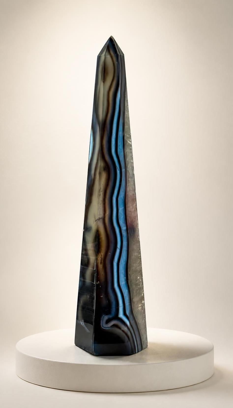 Black Agate Mixed Quartz Obelisk - Obelisk - 138g