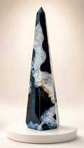 Black Agate Mixed Quartz Obelisk - Obelisk - 233g