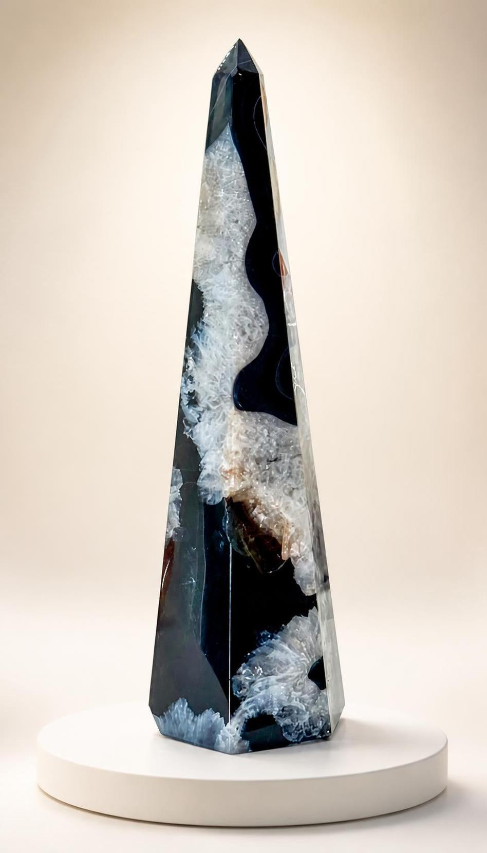 Black Agate Mixed Quartz Obelisk - Obelisk - 233g