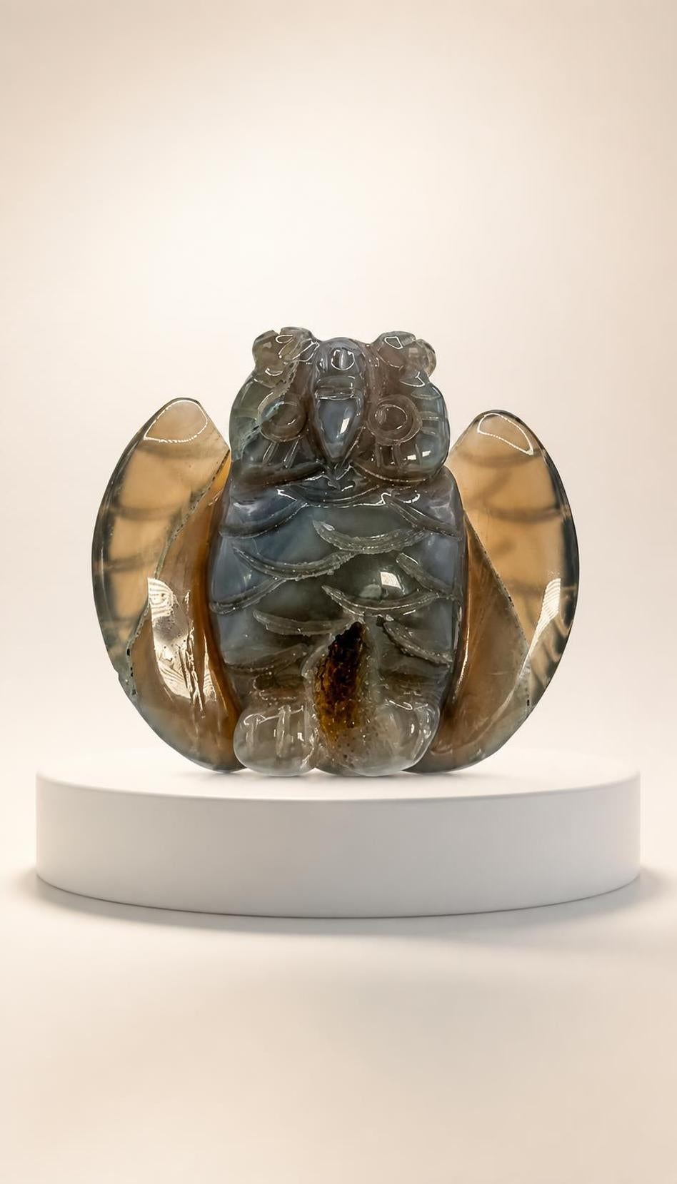 Druzy Agate Owl – Carving – 45g