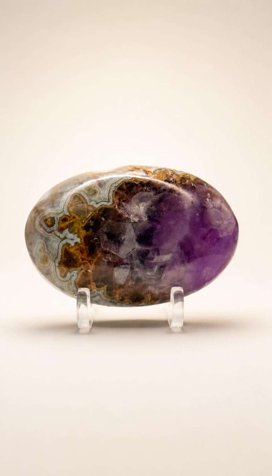 Amethyst Mixed Stripe Agate Palm – Palm Stone – 78g