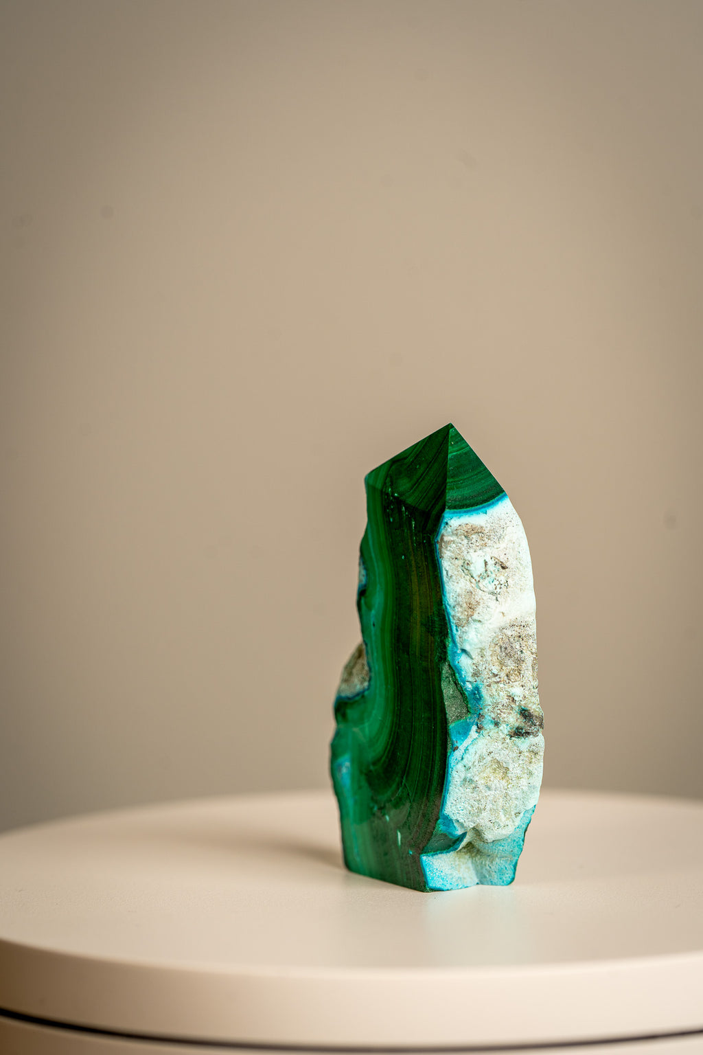 Malachite and Chrysocolla – Raw Sided Point Tower – 84g