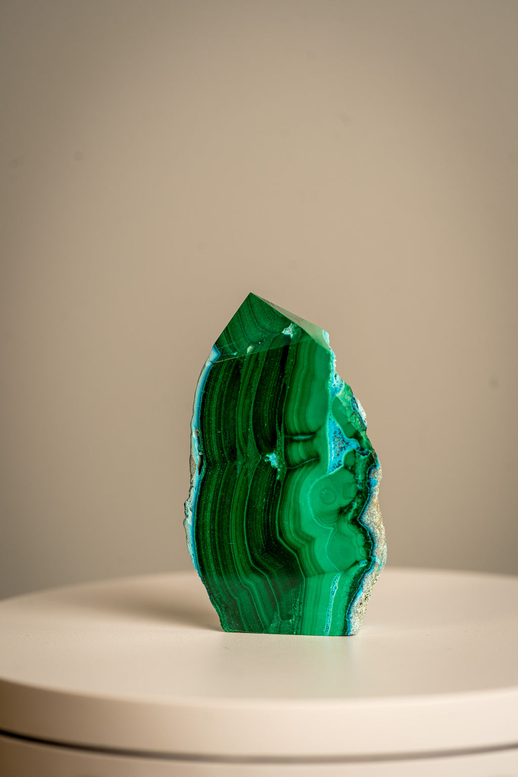 Malachite and Chrysocolla – Raw Sided Point Tower – 84g
