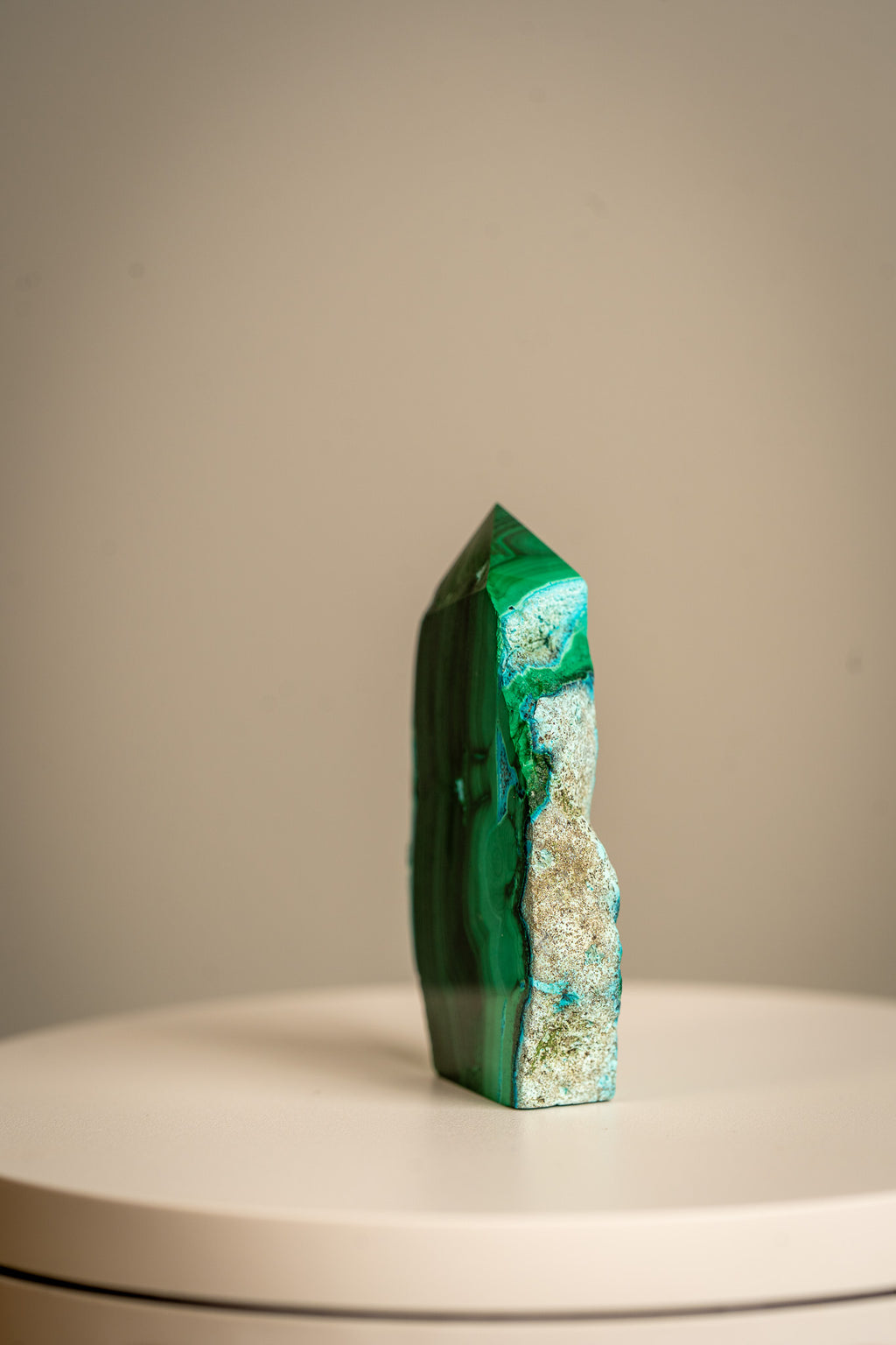 Malachite and Chrysocolla – Raw Sided Point Tower – 84g