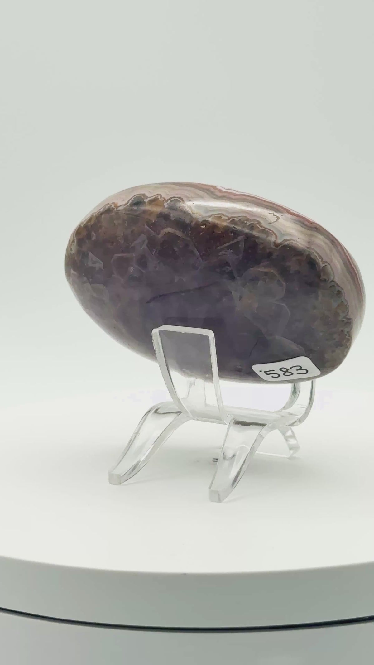 Amethyst Mixed Stripe Agate Palm – Palm Stone – 129g