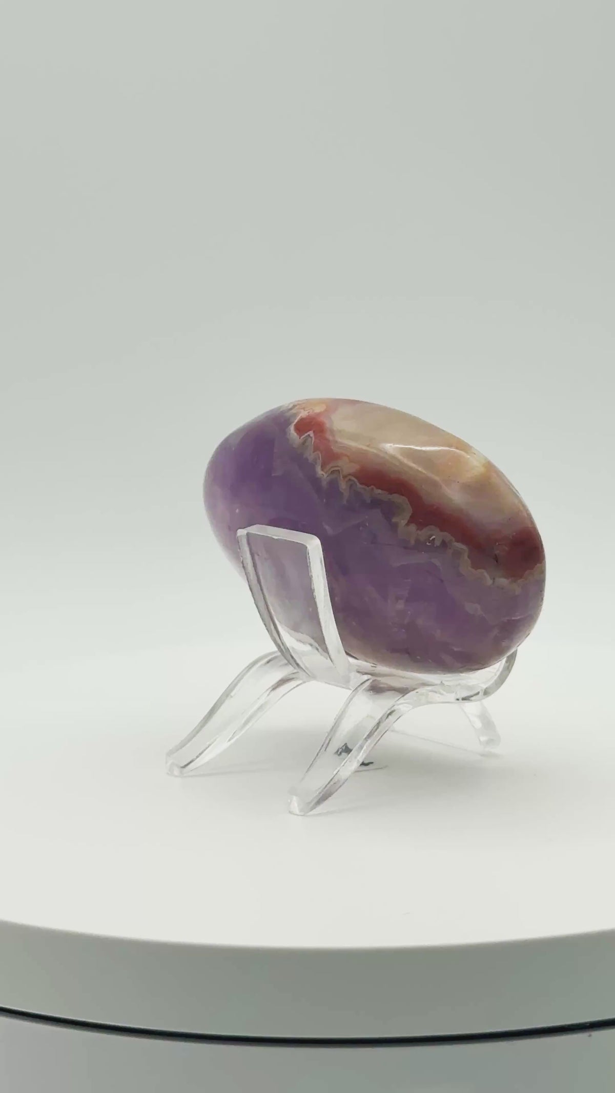 Amethyst Mixed Stripe Agate Palm – Palm Stone – 68g